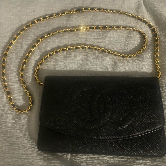 Chanel Timeless Wallet on Chain Cc Logo Woc Black Caviar Leather Cross Body Bag - Picture 3 of 8